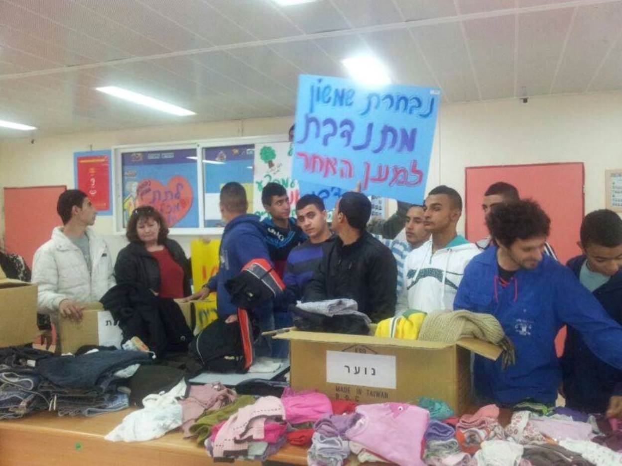 Israeli students collect warm winter gear for Syrian refugees. Photo: courtesy