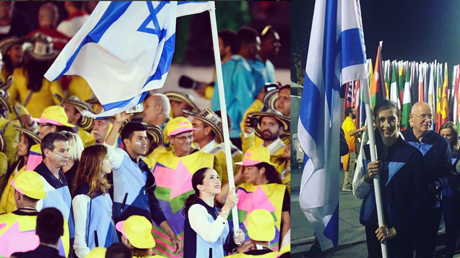 Gymnast Neta Rivkin carries the Israeli flag during the opening ceremony of the Rio Olympics. Photo via instagram.com/olympicteamisrael