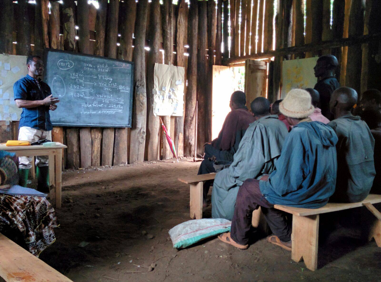 Tevel b’Tzedek training potato farmers in Burundi. Photo via Facebook