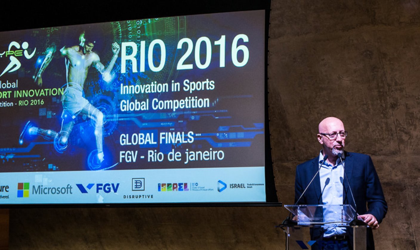 Amir Raveh, CEO of the Hype Foundation, at the Rio sports-tech startup competition. Photo: courtesy