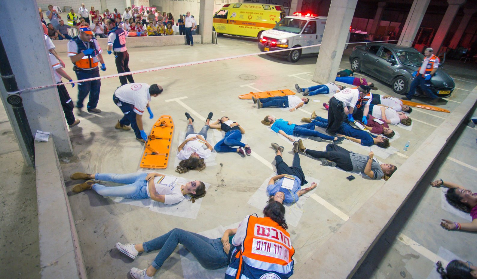 Cap: Conference delegates watched a mass-casualty drill in Modi’in to see how MDA operates. Photo: courtesy