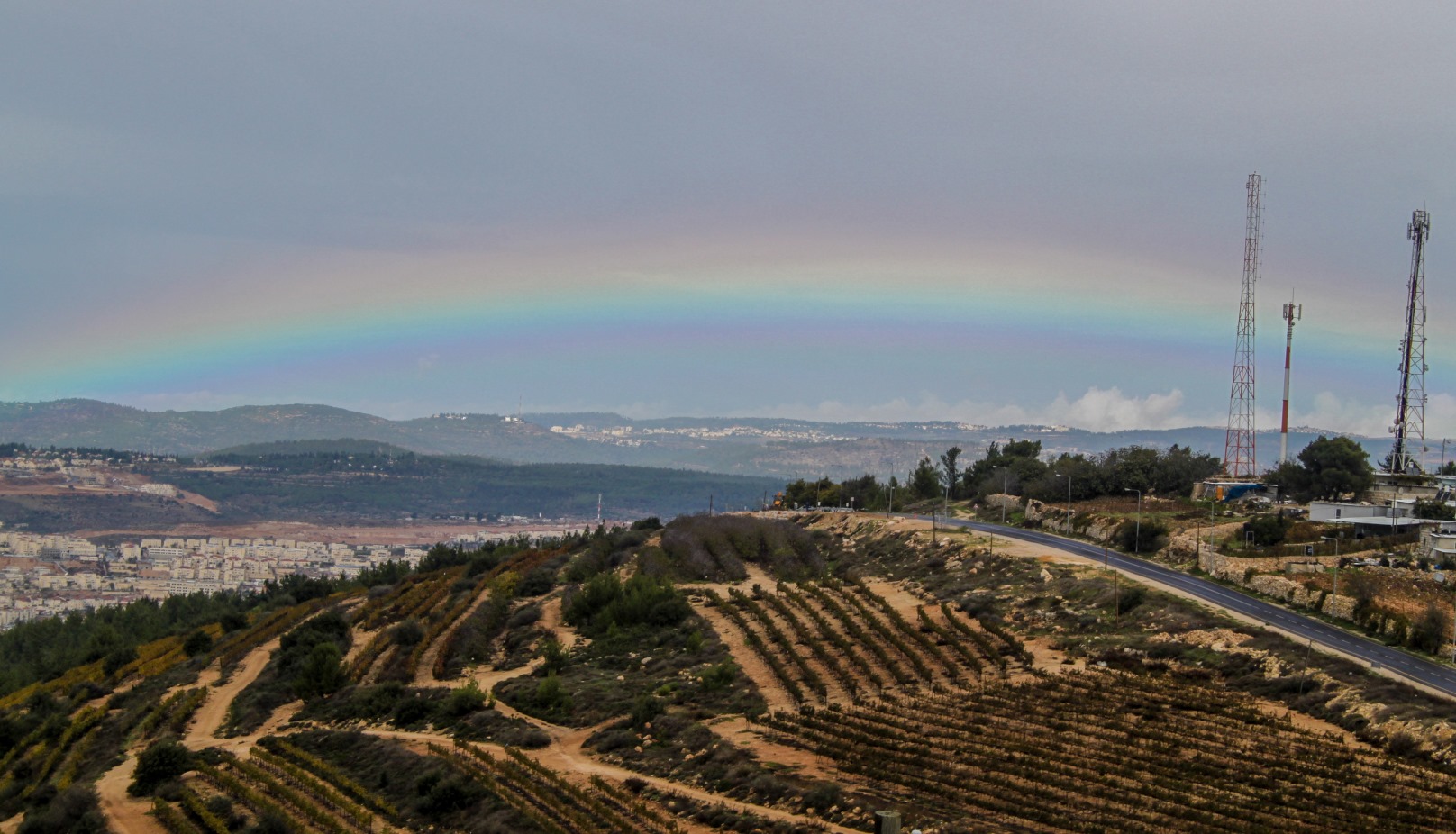 A rainbow over Gush Etzion, south of Jerusalem, November 16, 2015. Photo by Gershon Elinson/Flash90 A rainbow over Gush Etzion, south of Jerusalem, November 16, 2015. Photo by Gershon Elinson/Flash90