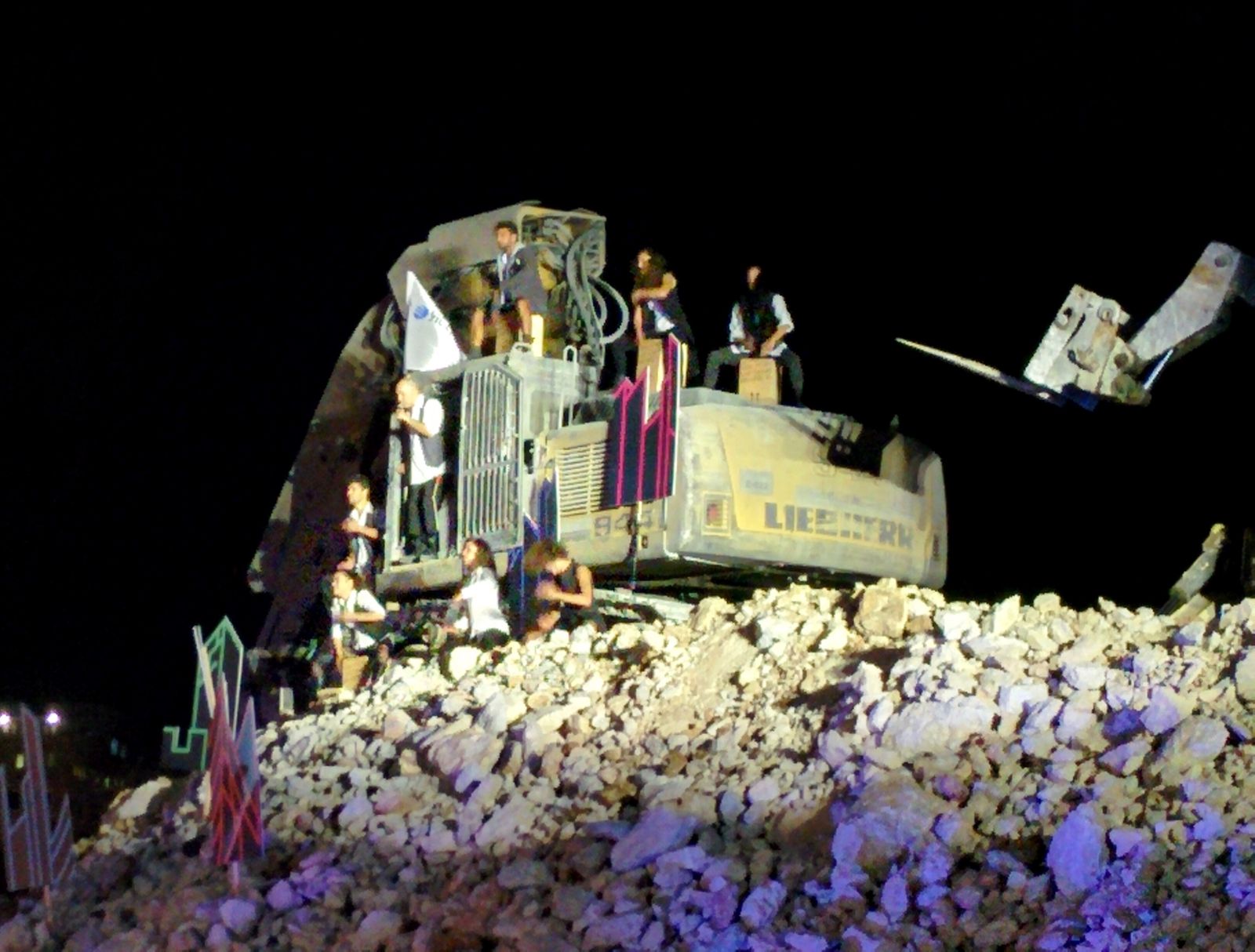 Mayumana performing at the Jerusalem Gateway construction site. Photo by Abigail Klein Leichman