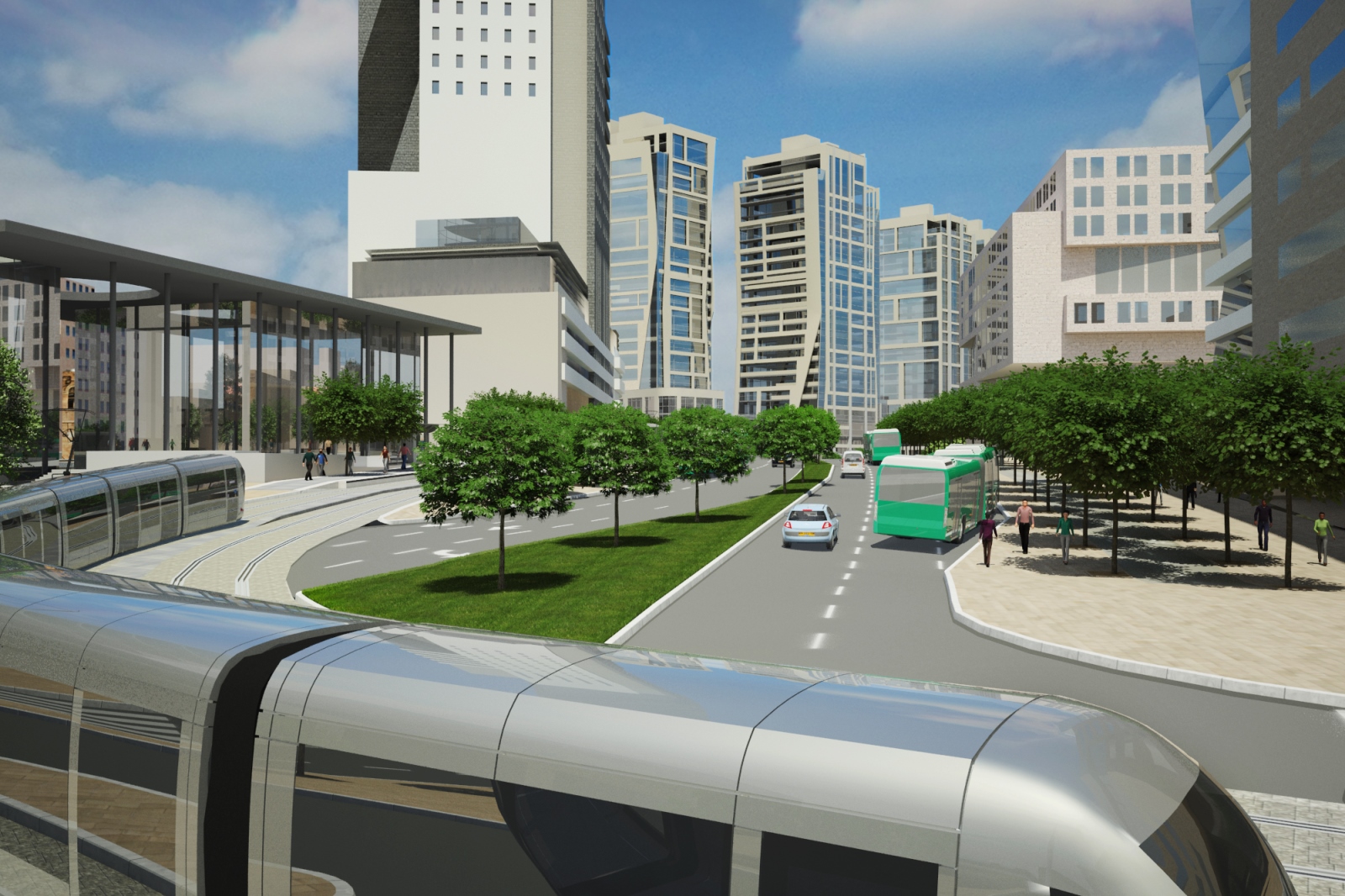 Architect’s rendering of the street view of Jerusalem Gateway. Image courtesy of Dagan Solutions