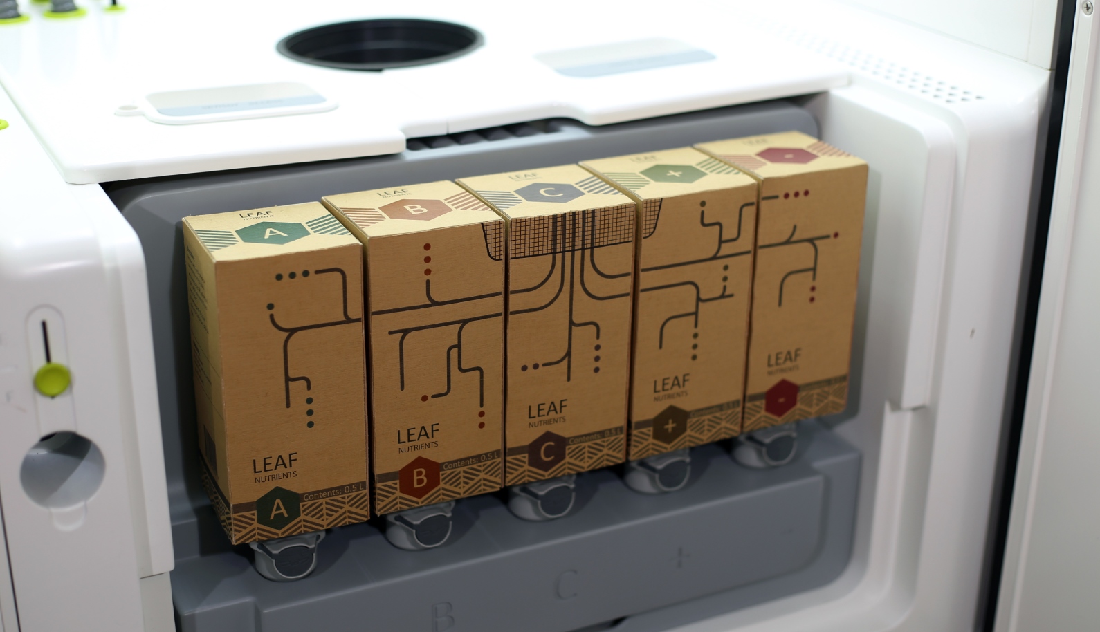 The Leaf system comes with all the nutrients needed to grow the cannabis plants. Photo: courtesy