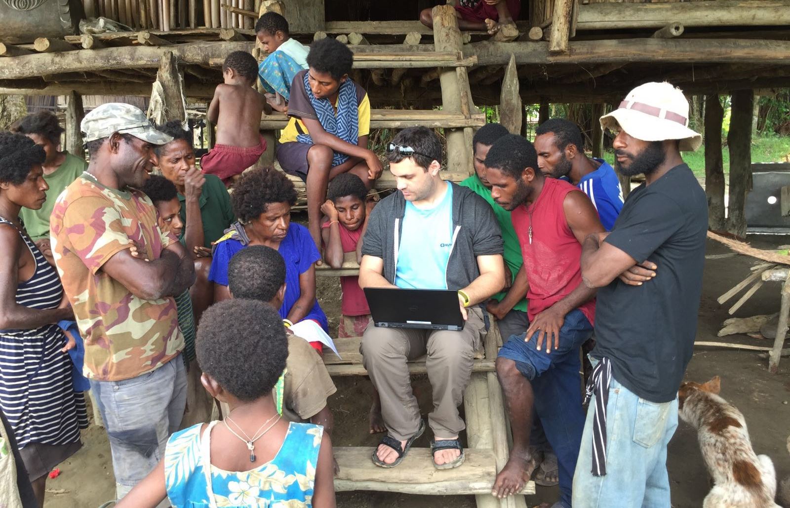 Ohad Nitzan of MyHeritage gathering genealogical information from local families in Papua, New Guinea. Photo by Golan Levi Ohad Nitzan of MyHeritage gathering genealogical information from local families in Papua, New Guinea. Photo by Golan Levi