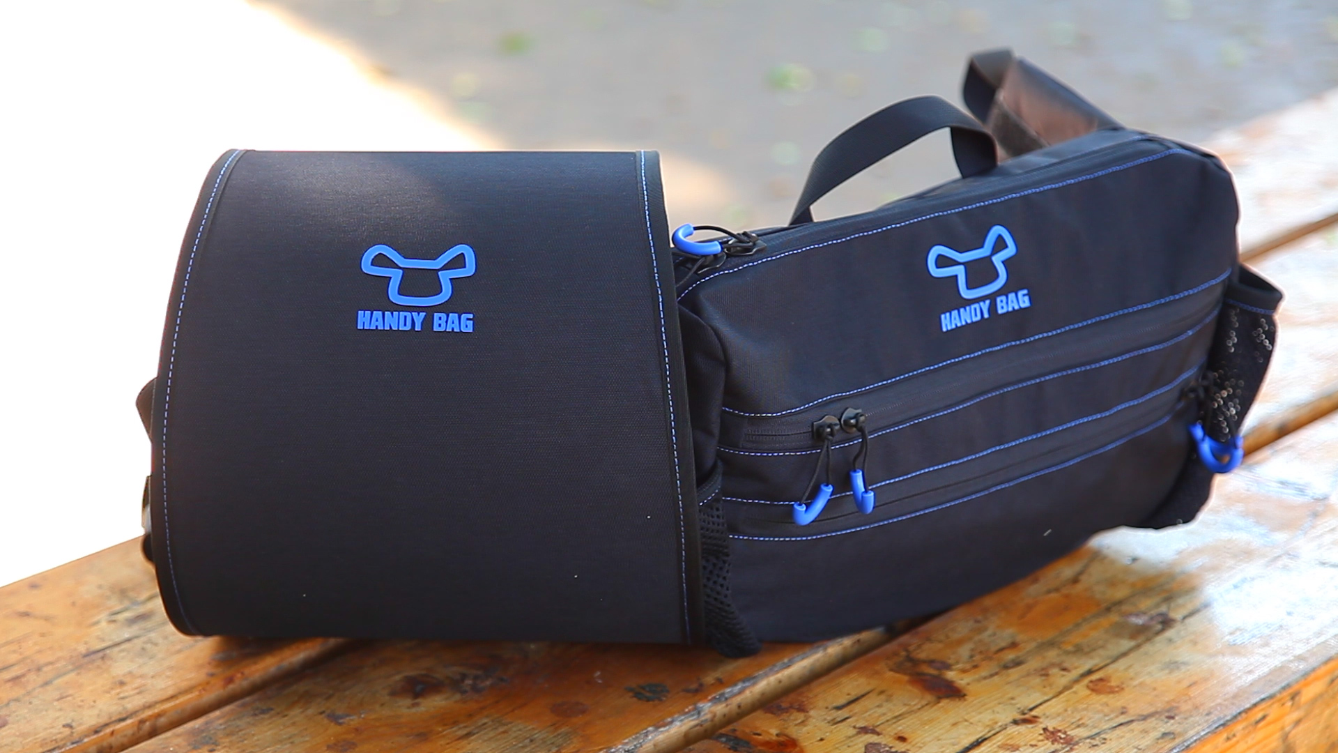 Handy Bag’s Dynamic Bag is easily removable from a carrier attached to the back of the chair. Photo: courtesy