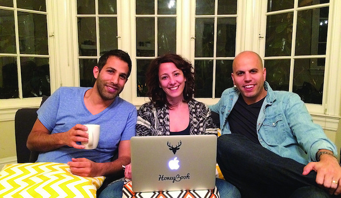 HoneyBook CTO Dror Shimoni, left, with Naama and Oz Alon. Photo: courtesy HoneyBook CTO Dror Shimoni, left, with Naama and Oz Alon. Photo: courtesy