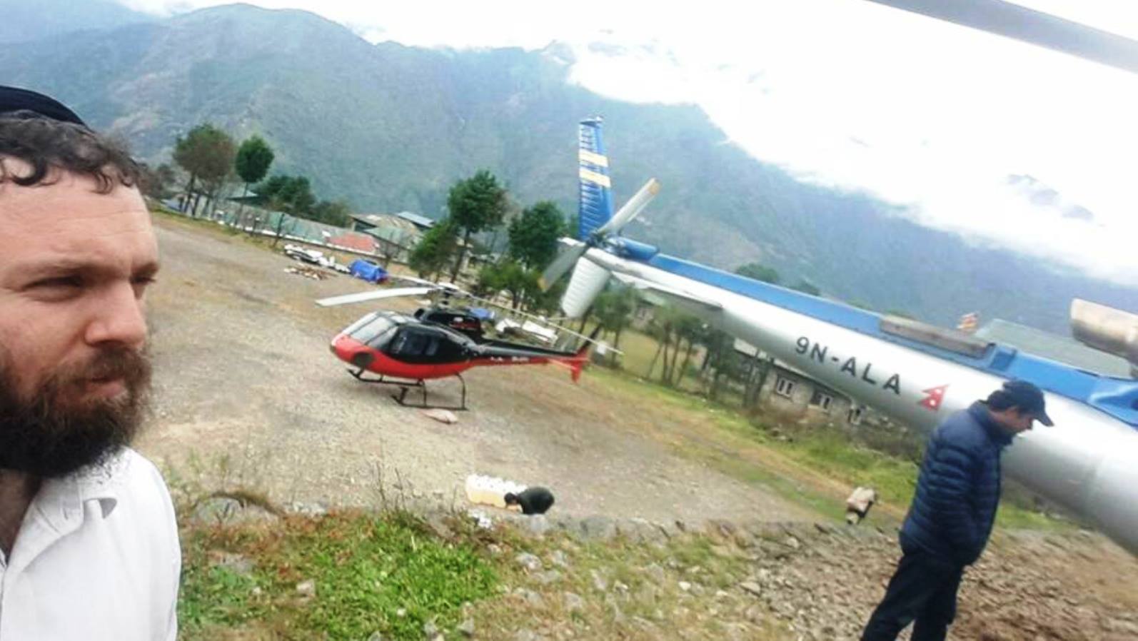 Rabbi Chezi Lifshitz meeting the helicopter that evacuated Akiho Sugiyama. Photo via Facebook Rabbi Chezi Lifshitz meeting the helicopter that evacuated Akiho Sugiyama. Photo via Facebook