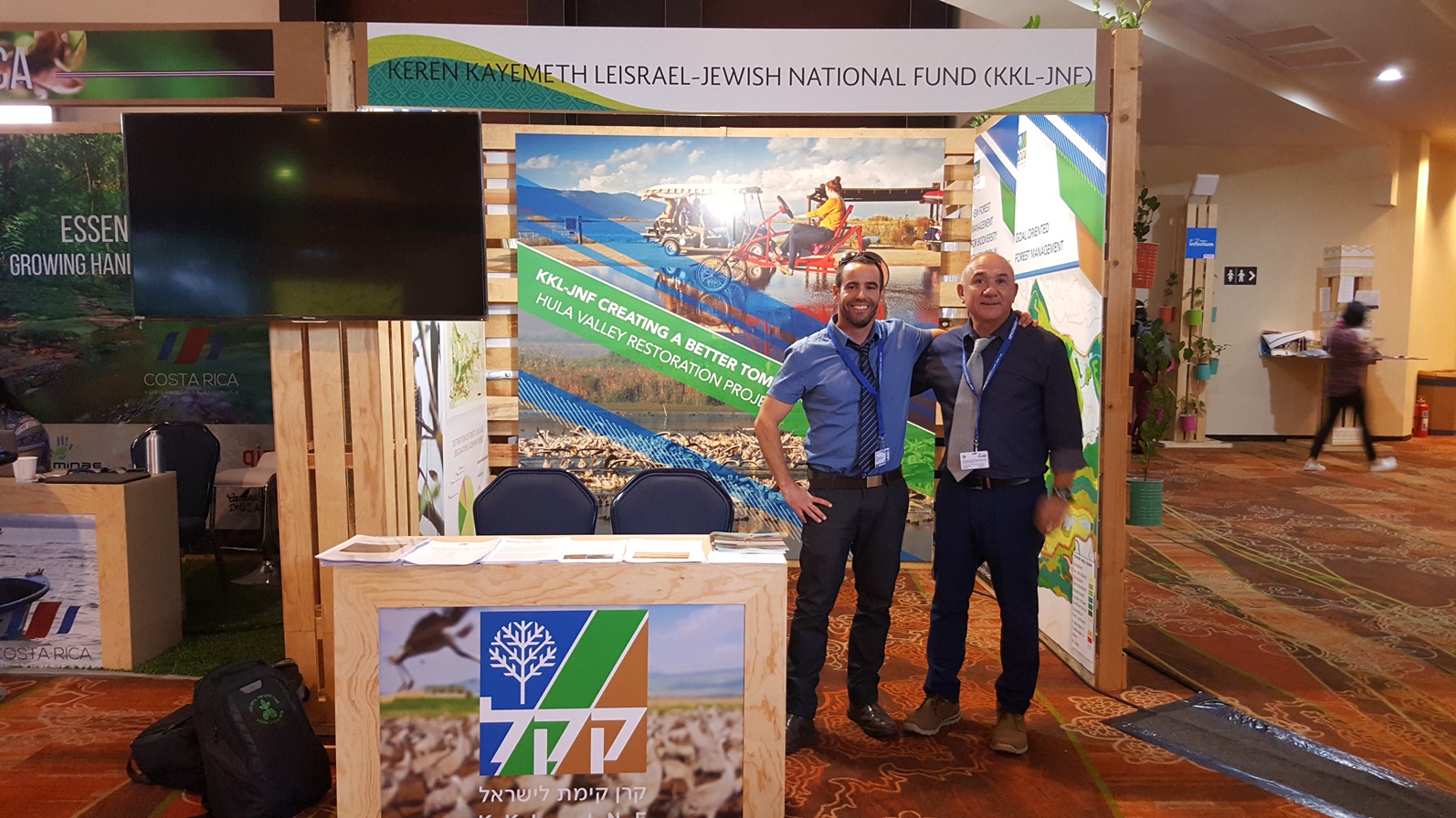 KKL-JNF Hula Valley and Golan Heights Forester Efi Naim, left, and KKL-JNF Landscape Architect and Ecologist Yahel Porat at the UN Biodiversity Conference in Cancun, Mexico, in December 2016. Photo: courtesy KKL-JNF Hula Valley and Golan Heights Forester Efi Naim, left, and KKL-JNF Landscape Architect and Ecologist Yahel Porat at the UN Biodiversity Conference in Cancun, Mexico, in December 2016. Photo: courtesy