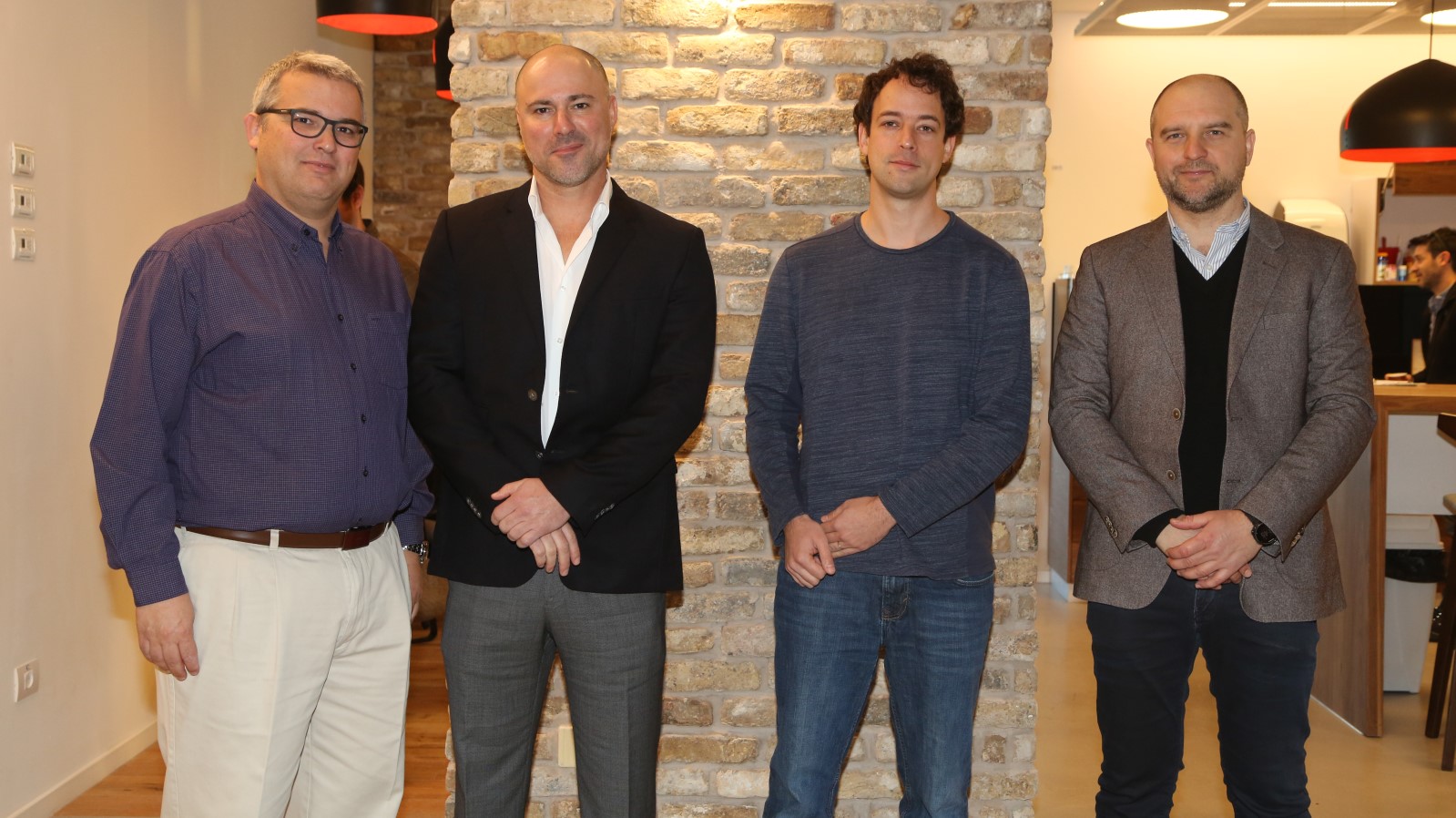 Attending the January 2017 launch of the Oracle Startup Cloud Accelerator in Tel Aviv are, from left, Avi Stern, CFO at Wix, Moshe Selfin, COO/CTO and partner at Credorax, Gil Hoffer of Oracle Ravello and Daniel Zaturansky, cofounder and COO of Powtoon. Photo by Sally Farag