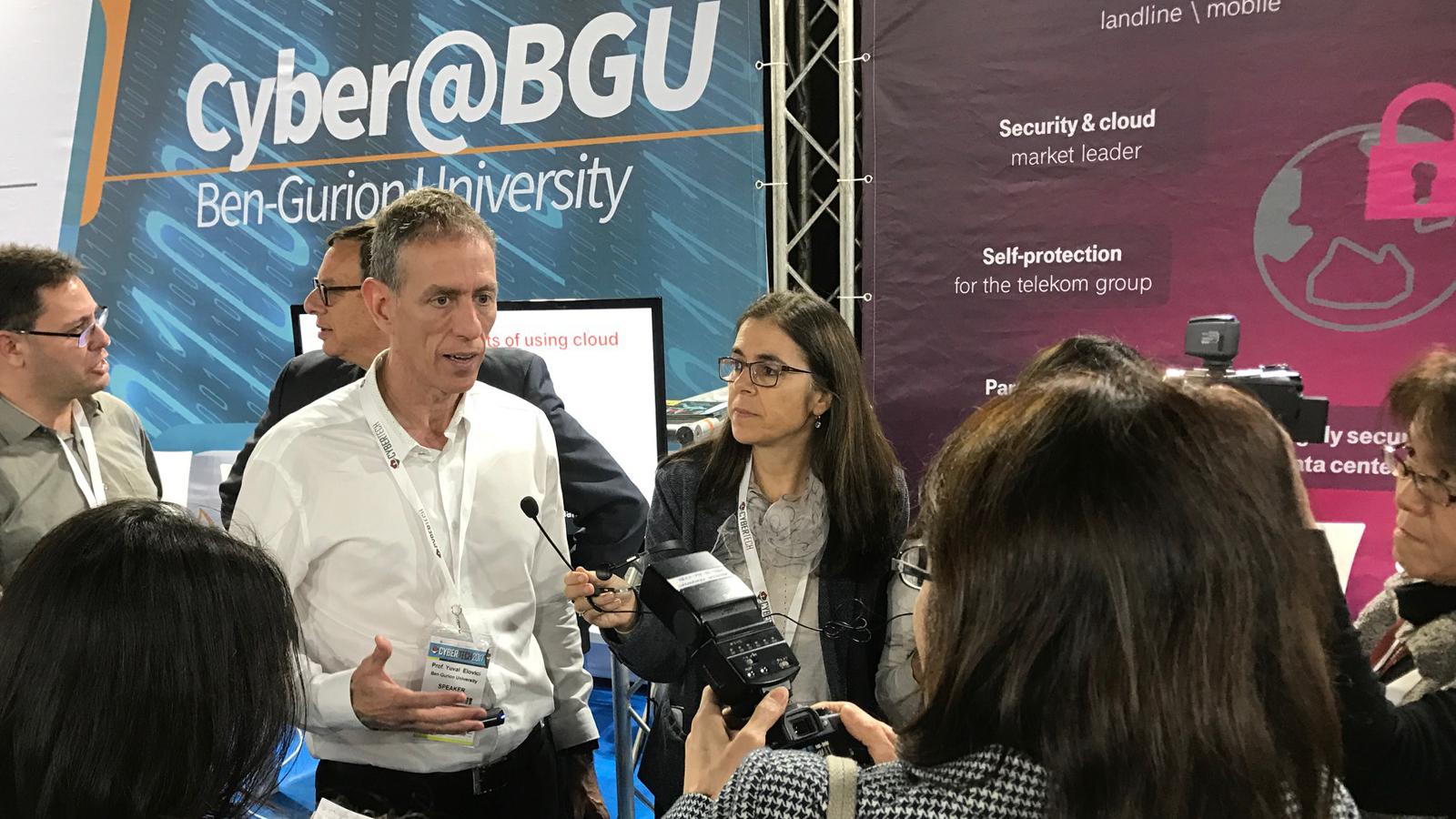 Yuval Elovici of Ben-Gurion University’s Cyber Security Research Center speaking with the press at Cybertech 2017. Photo by Viva Sarah Press