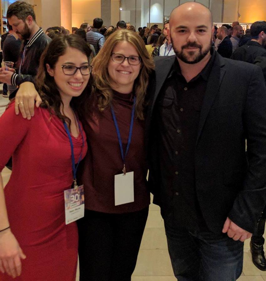 From left, Helen Wexler, Lior Grunhaus and Roy Munin at the Forbes 30 Under 30 announcement in Israel. Photo via Facebook