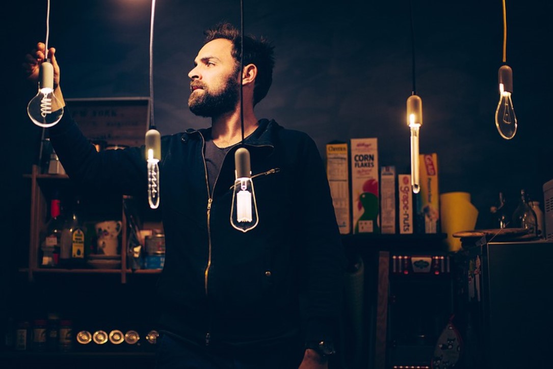 Amit Sturlesi with his Kapsulite collection. Photo by Ronen Goldman