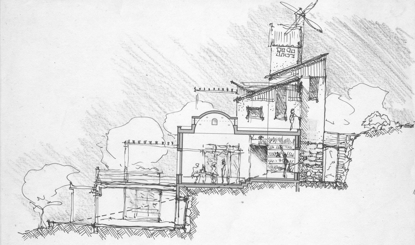 Preliminary sketch of the hemp house in Ein Hod. Image courtesy of Tav Group