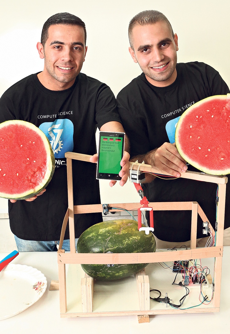 Technion students made a device to test the sweetness of a watermelon without opening it. Photo: courtesy
