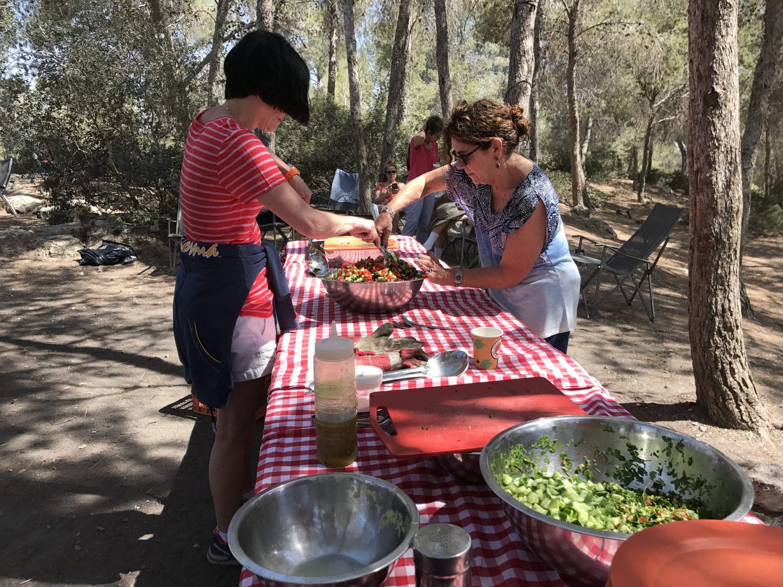 Members of the culinary tour get to work. Photo by Nicky Blackburn