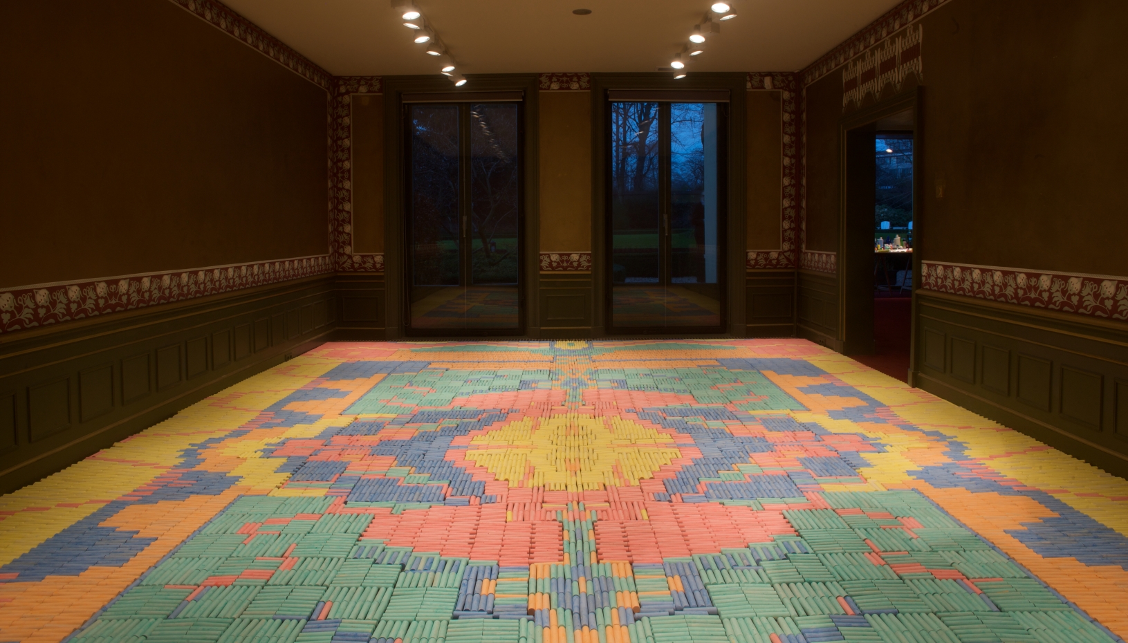 This crayon carpet made by the Dutch Mu Gallery in Eindhoven with the Jerusalem Grotesca Studio, is on display at Jerusalem Design Week. Photo by Boudewijn Bollmann
