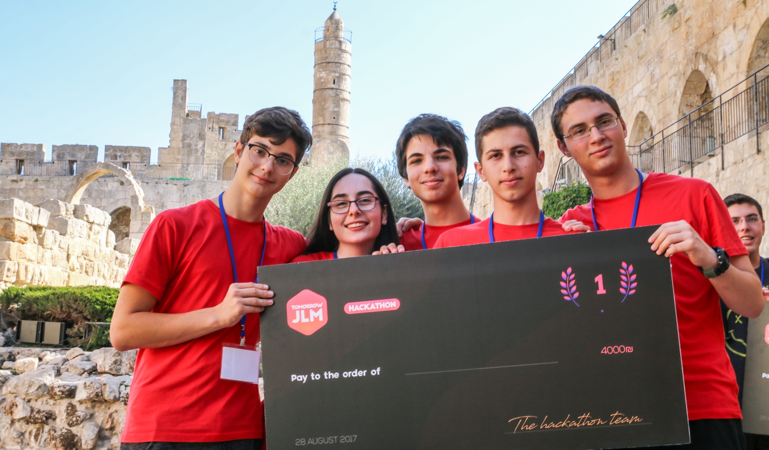 Team chargeEat won first place in the Youth Creating for Youth Hackathon at the Tower of David Museum, August 27-28, 2017. Photo by Ricky Rachman