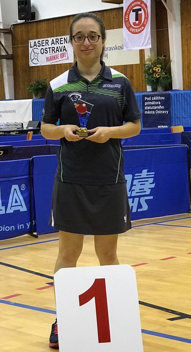 Karmit Dor with her gold medal at Czech Open championships, Sept. 9, 2017. Photo courtesy of Israel Paralympic Committee