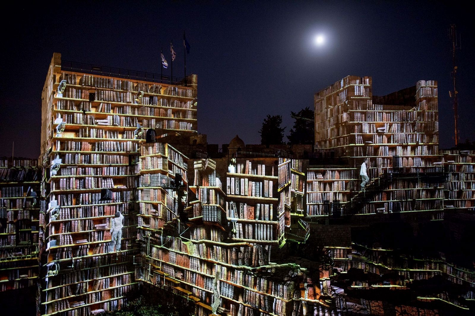 15 laser projectors screen the show on the ancient walls. Photo by Yonatan Sindel/Flash90
