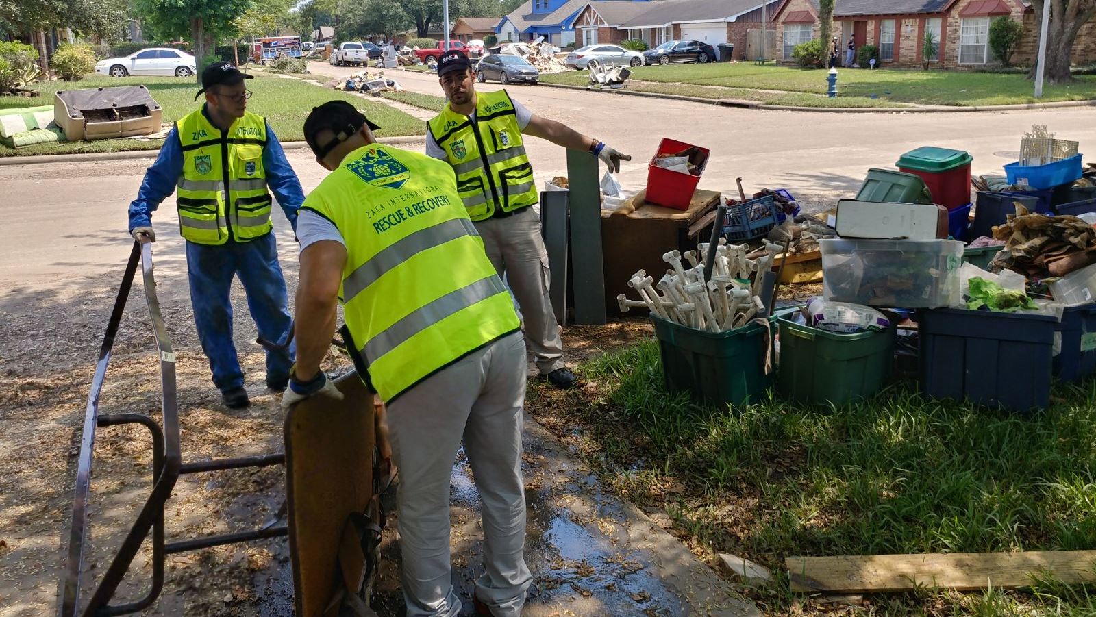 ZAKA volunteers cleaning up in Houston. Photo: courtesy