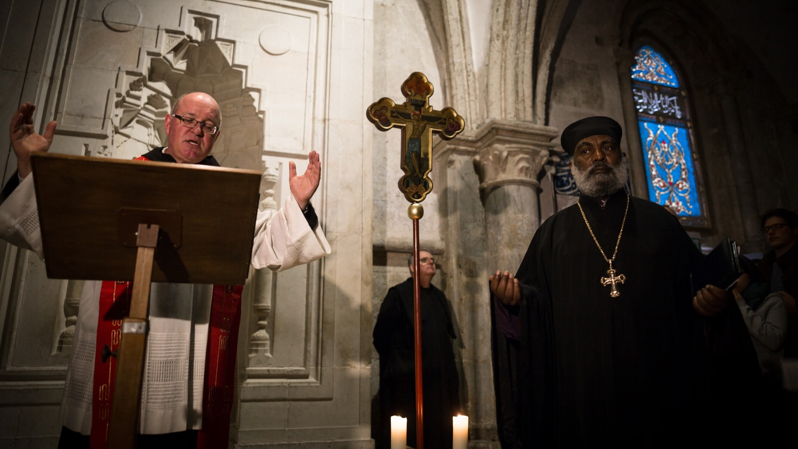 Prayers at Dormition Abbey on Mount Zion. Photo by Sebi Berens/FLASH90
