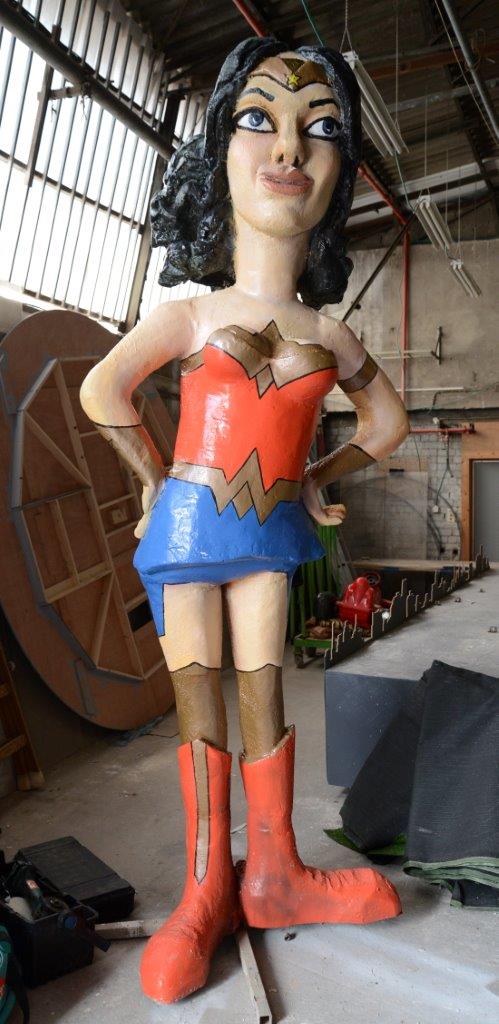 Wonder Woman ready for her debut at the Holon Adloyada Parade, Purim 2018. Photo by Eli Neeman