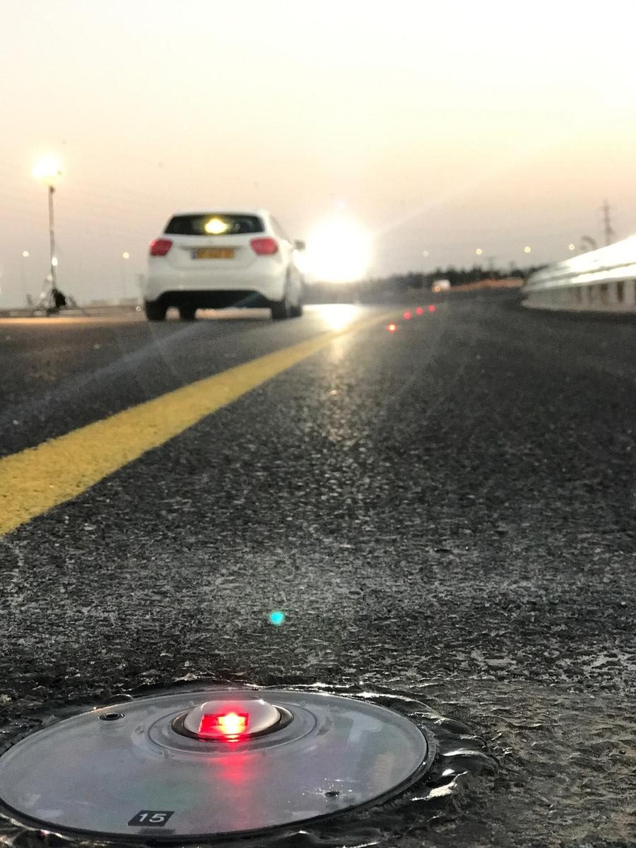 Road studs are embedded every 10 to 15 meters on UK roads. Photo: courtesy