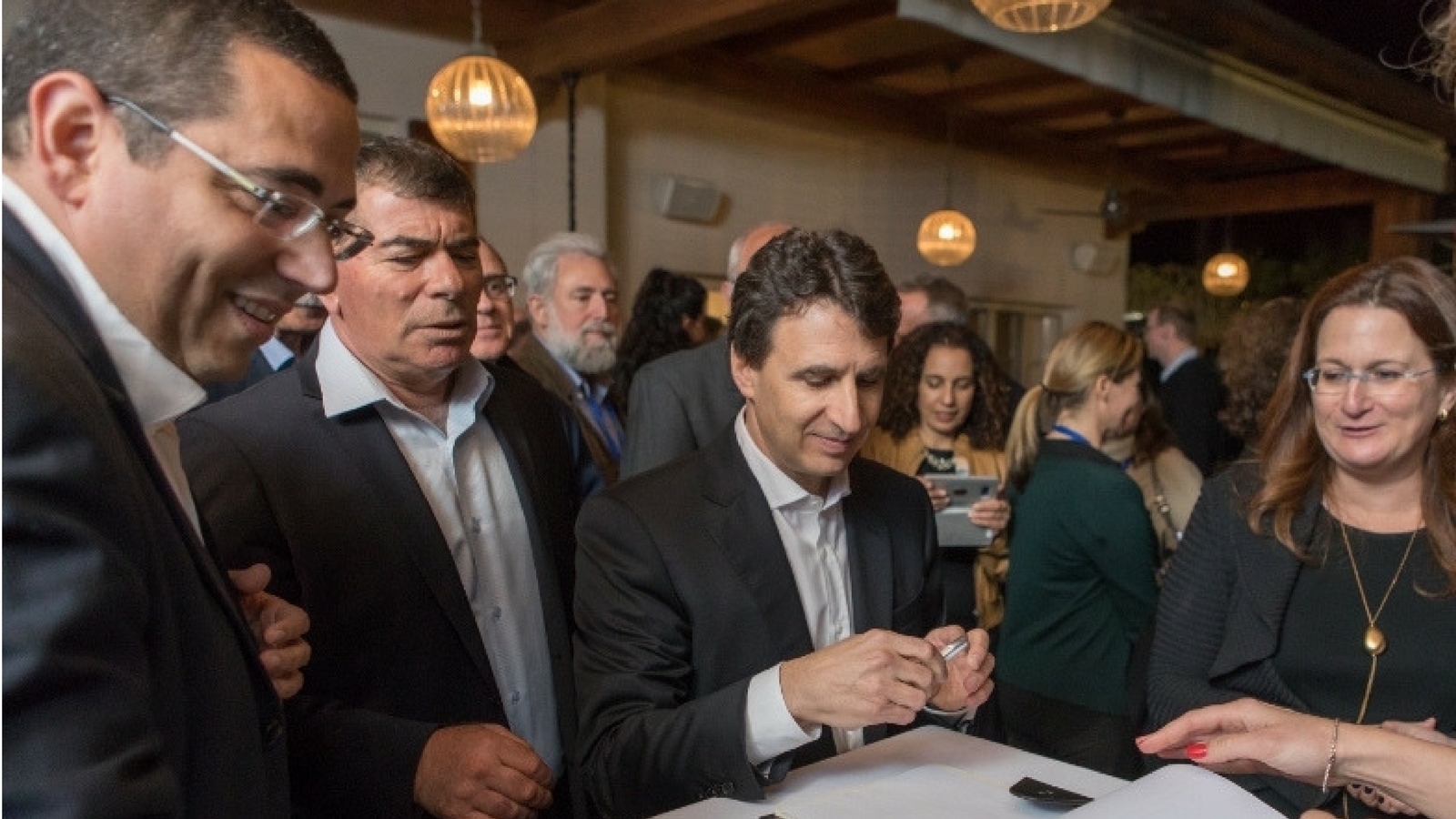 From left, Danna Azrieli (Azrieli Foundation), Marc Rowan (Youth Renewal Fund), Gabi Ashkenazi (Rashi Foundation) and Gil Pereg (CEO of Darca). Photo by Maxim Golobnov
