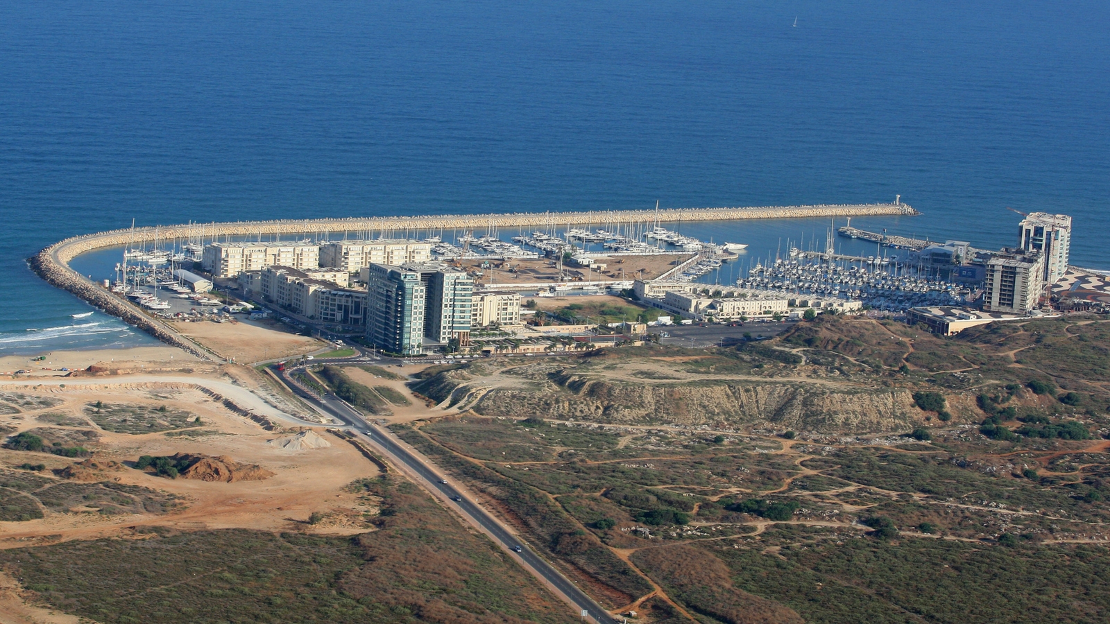 Aerial view of the Herzliya marina. Photo by Moshe Shai/FLASH90