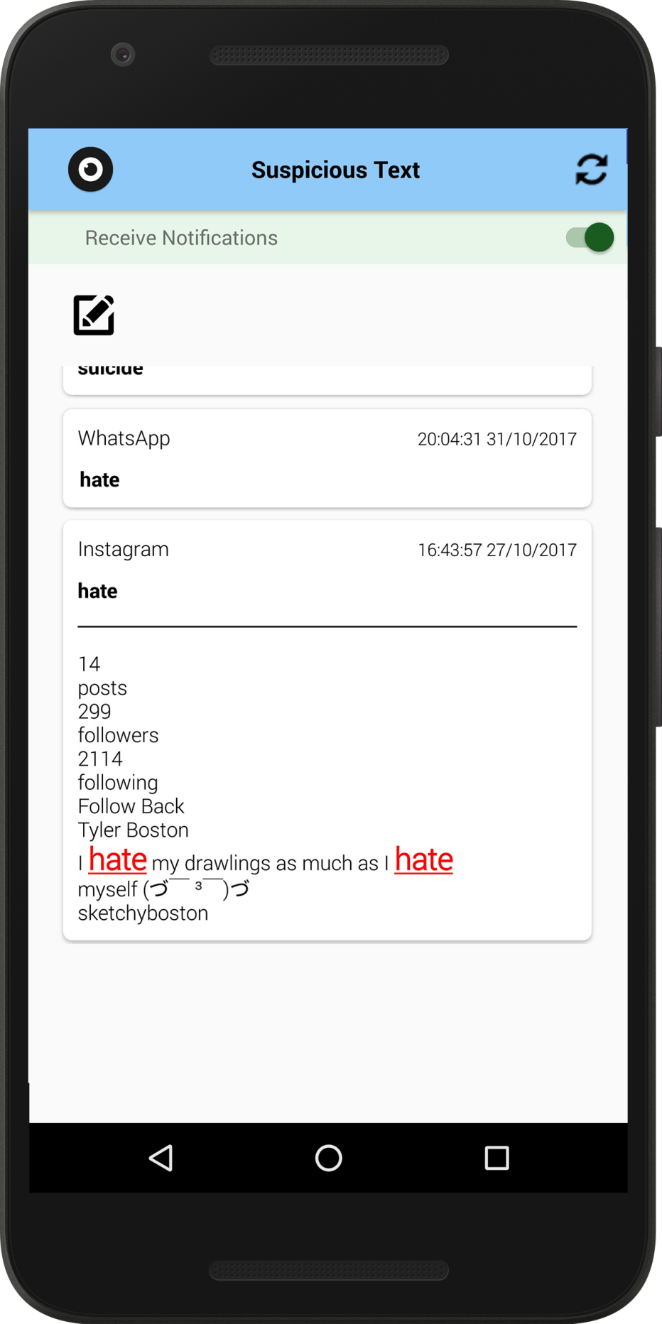Sentry flags suspicious texts based on artificial intelligence. Photo: courtesy