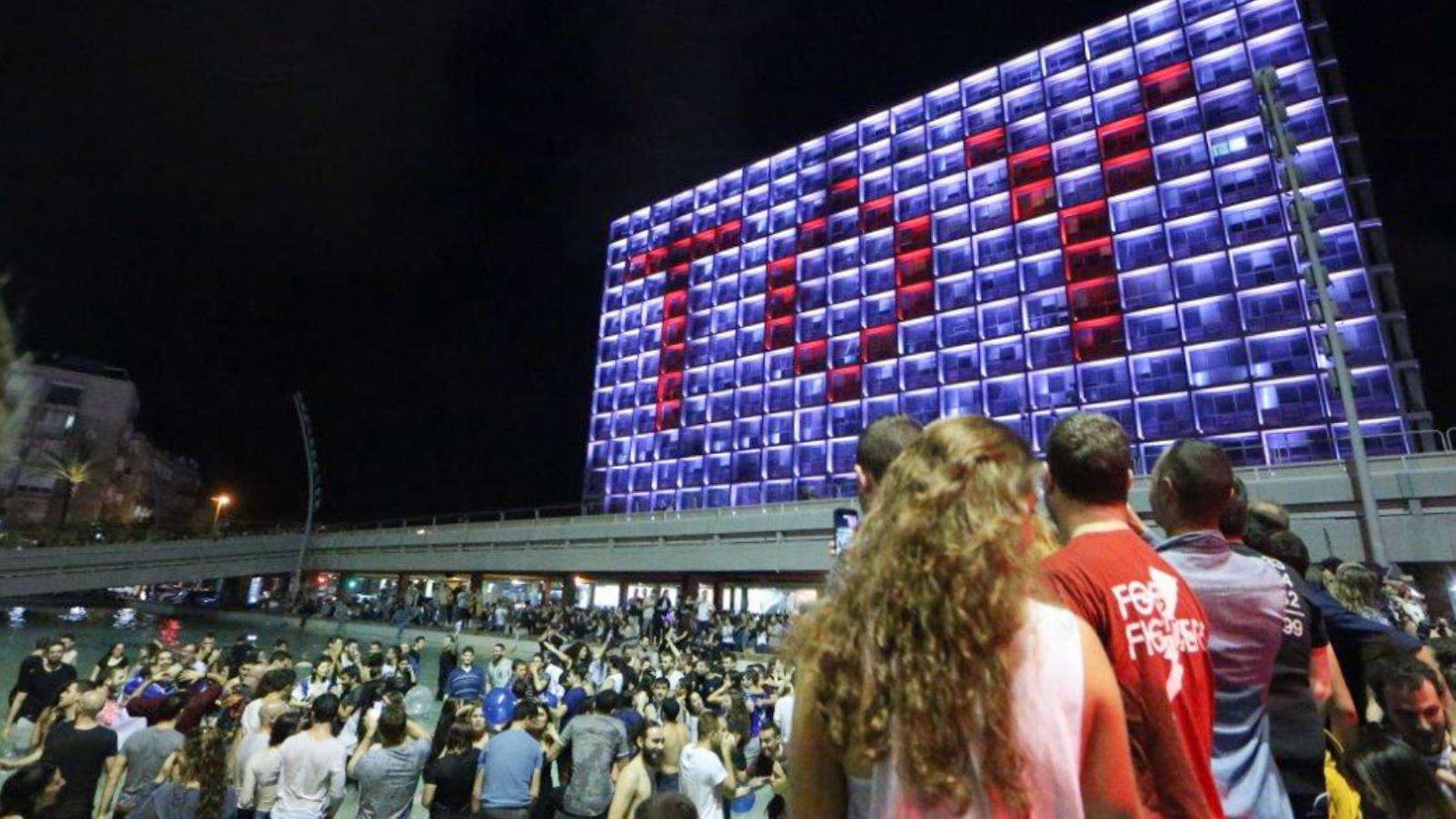 Tel Aviv broke out in celebration in the wee hours of May 13, 2018, upon learning that Netta Barzilai had won the Eurovision 2018 song contest. Photo by FLASH90