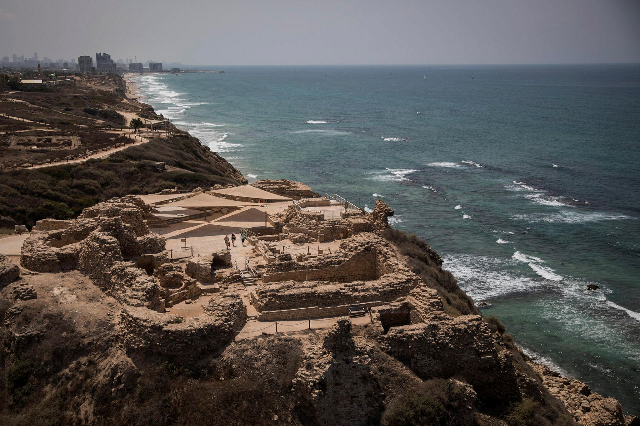 A view over the Apollonia archeological site at Arsuf beach near Ga’ash. Photo by Hadas Parush/Flash90