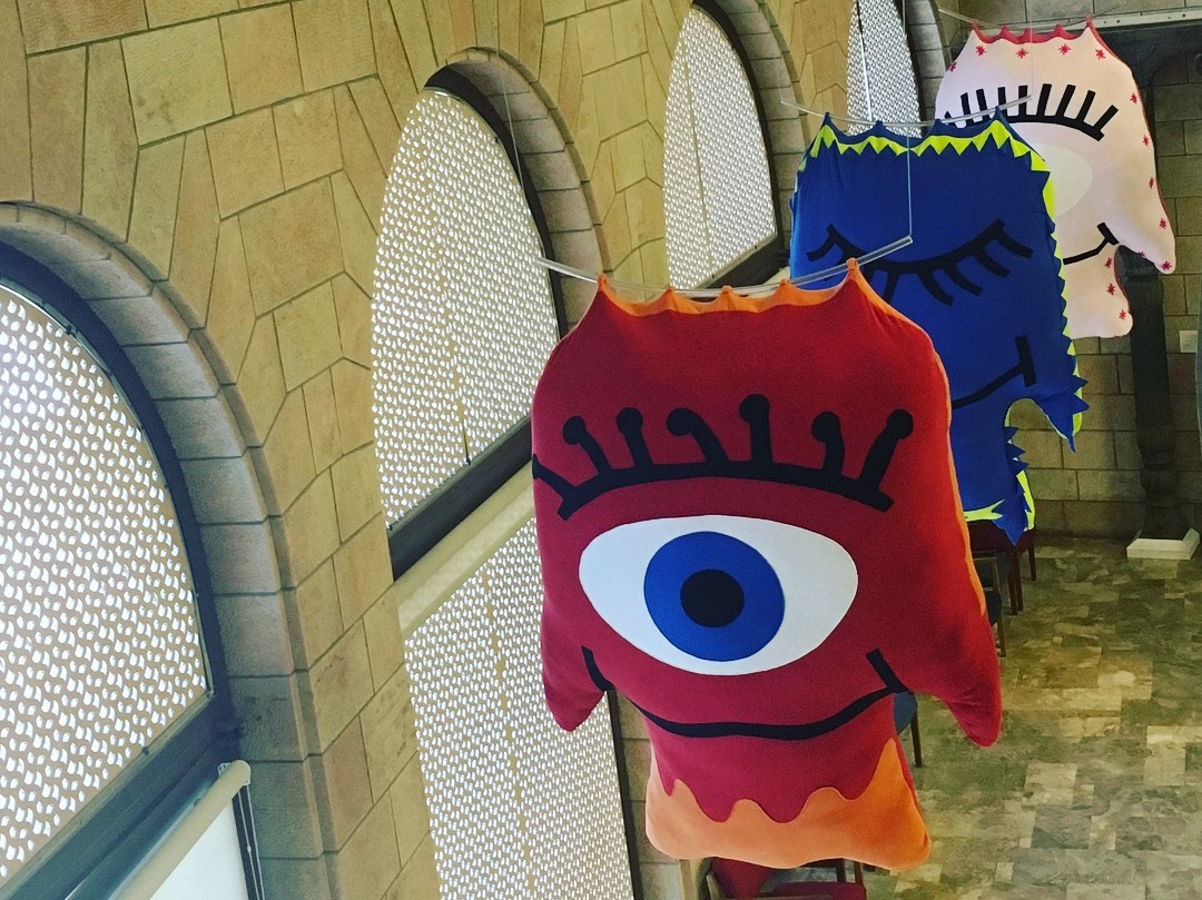 Artist Ken Goldman’s Huggable Hamsa at the Museum for Islamic Art in Jerusalem. Photo by Shai Ben Ephraim