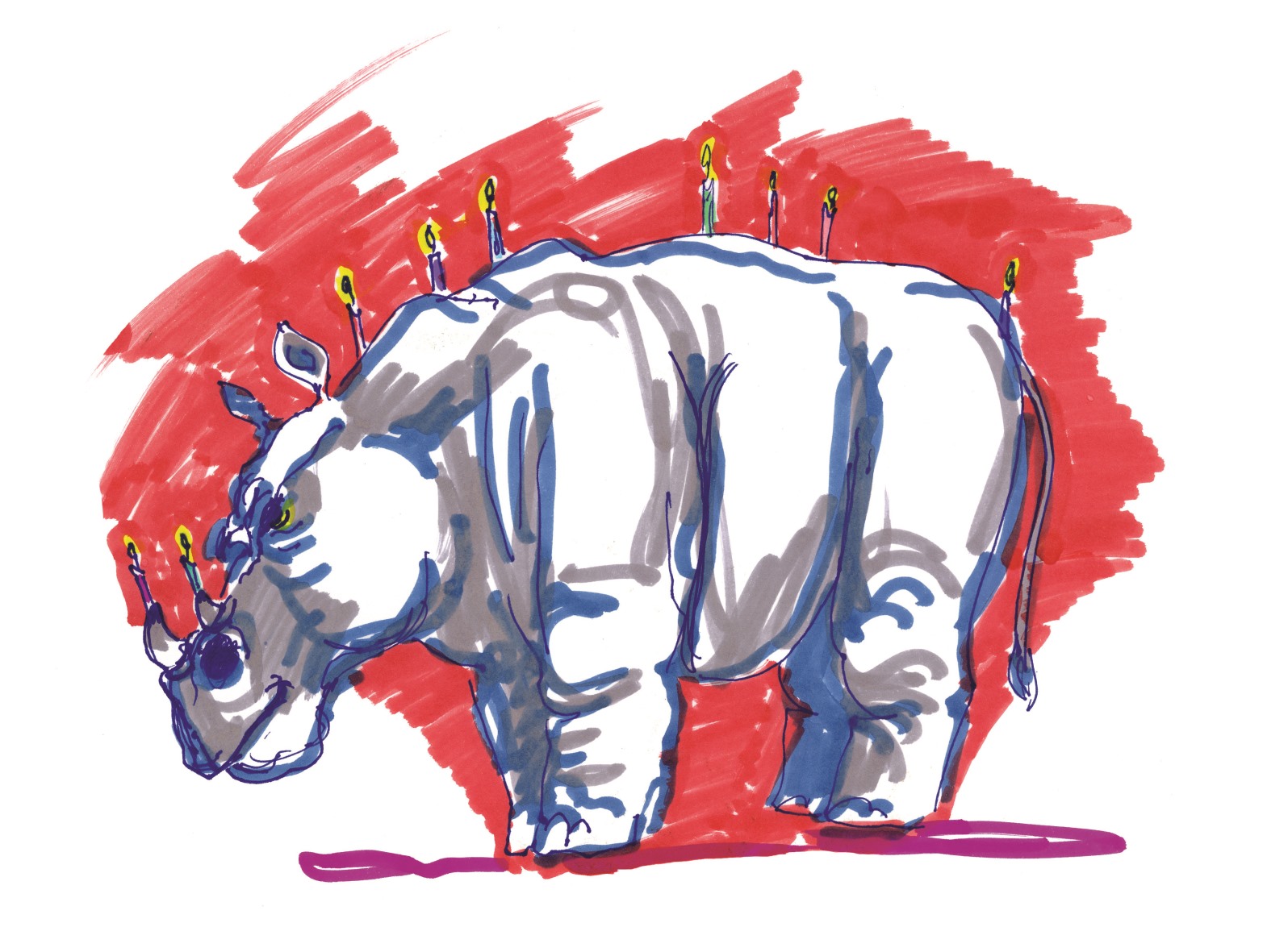 Yonatan Hirschfeld blends animals and familiar artifacts to create illustrations of surprising animals in his book “Hayotiut” (Animal Letters), to be shown at Hanina Gallery. Photo: courtesy