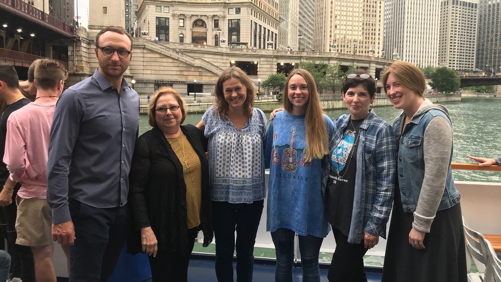 From left, Nathan Miller, Pearl Kane, Nicky Blackburn, Rachel Poulin, Amy Friedkin and Meira Feinman of Miller Ink at an ISRAEL21c Digital Ambassadors retreat in Chicago, August 2018. Photo: courtesy