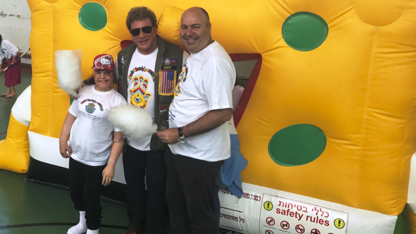 From left, burn patient Mira with Samuel Davis of the Burn Advocates Network and Prof. Josef Haik, Chief of the National Burn Center at Sheba Medical Center.