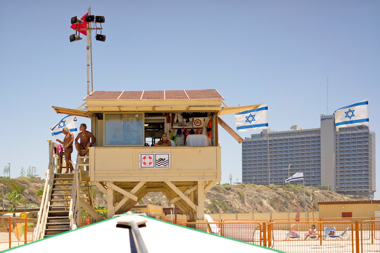 Lifeguards on Metzitzim Beach, Tel Aviv. Photo by Ido Biran