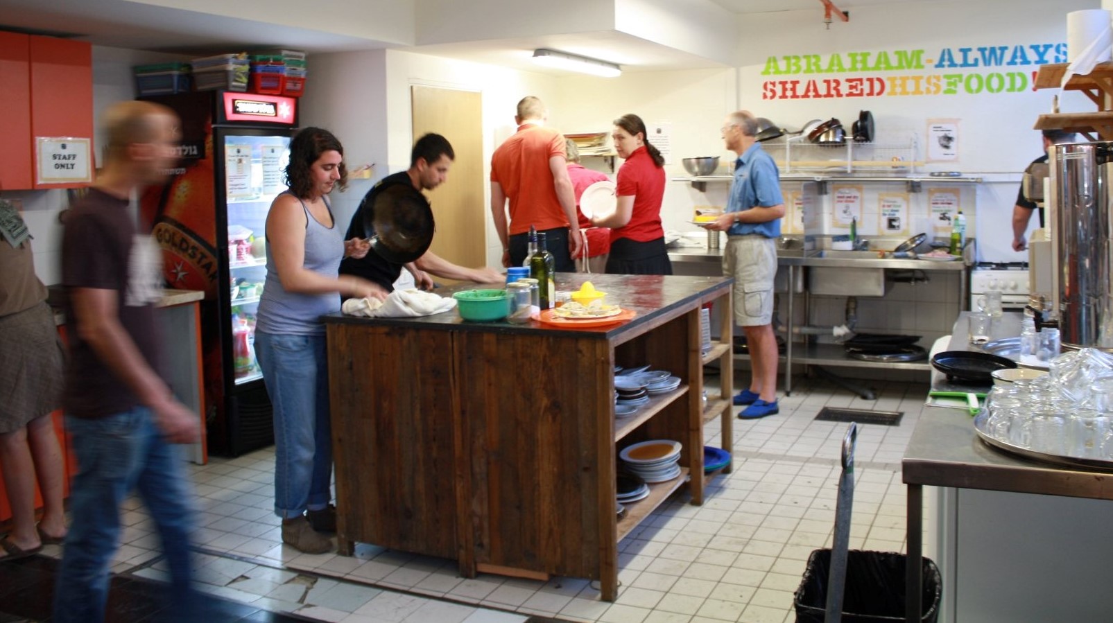 The shared kitchen at Abraham Hostel in Jerusalem. Photo: courtesy