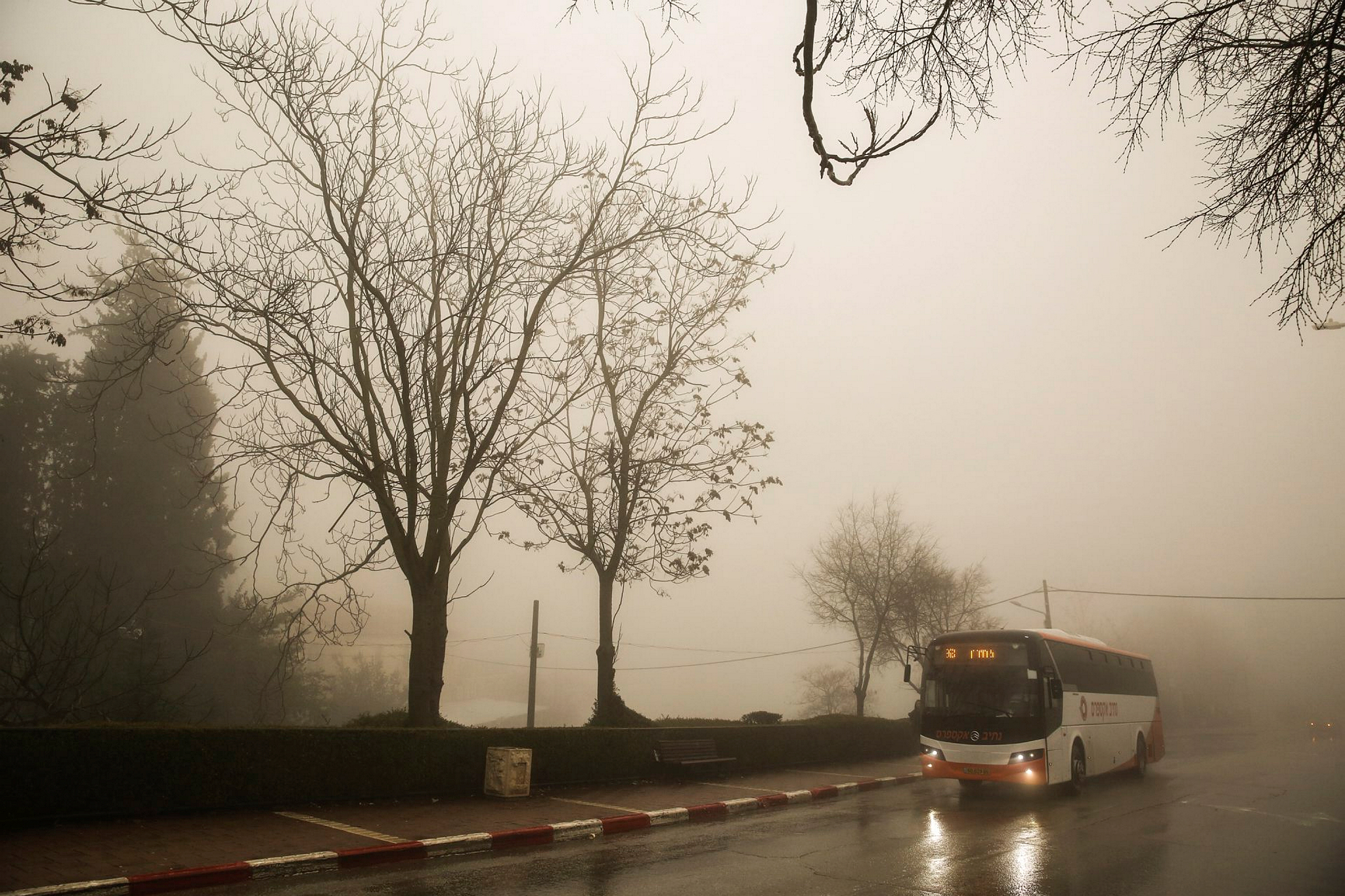 Muddy flood water flows into the Red Sea near the southern city of Eilat on a storm winter day, March 2019. Photo by Maor Kinsbursky/Flash90