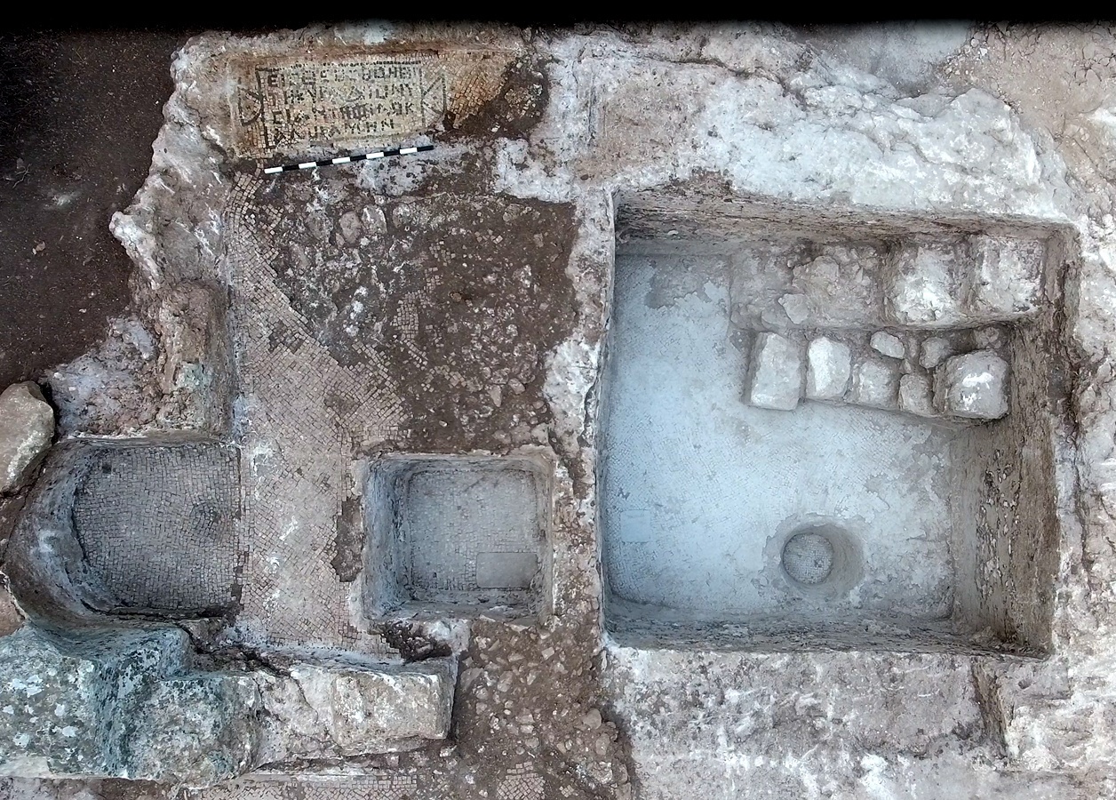 The Samaritan inscription was discovered in a winepress. Photo by Yitzhak Marmelstein/Israel Antiquities Authority