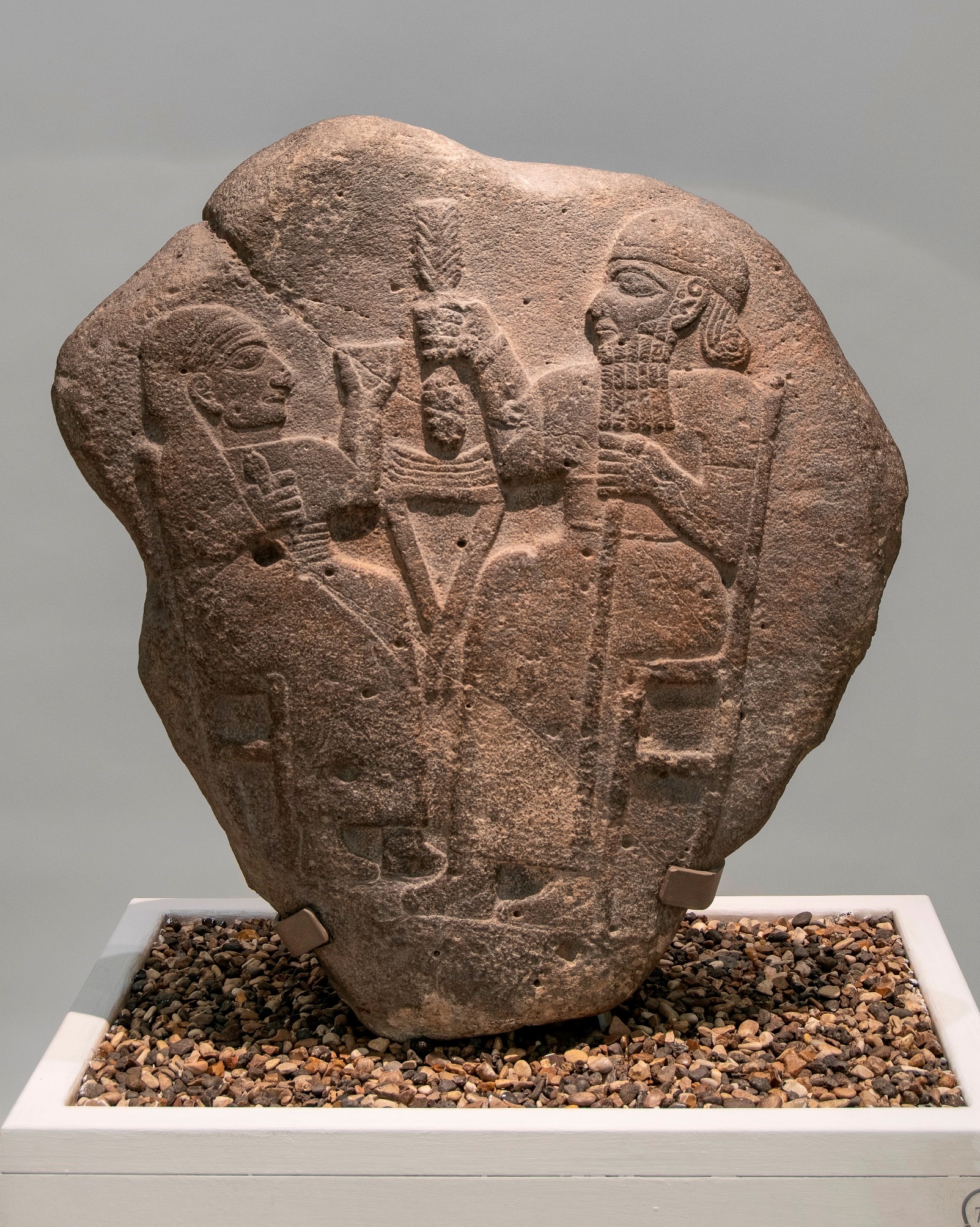 A stele from the kingdom of Marash showing a couple feasting at a table. Photo by Moshe Caine