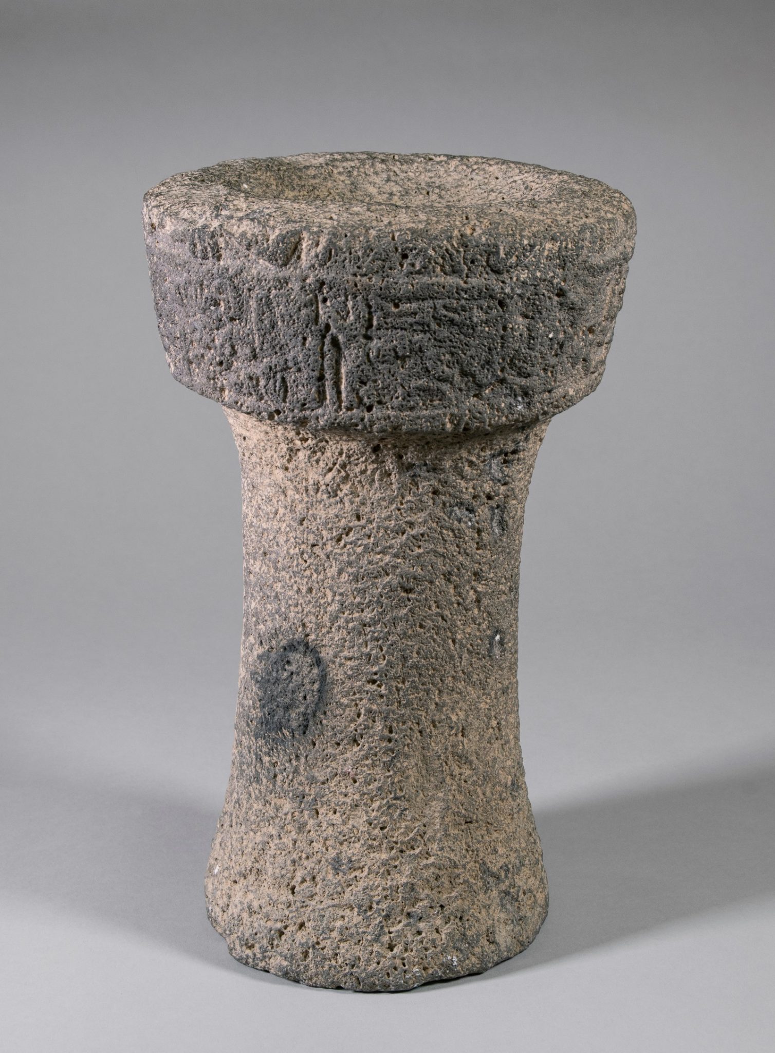 A stone libation vessel from the kingdom of Carchemish. Photo by Moshe Caine