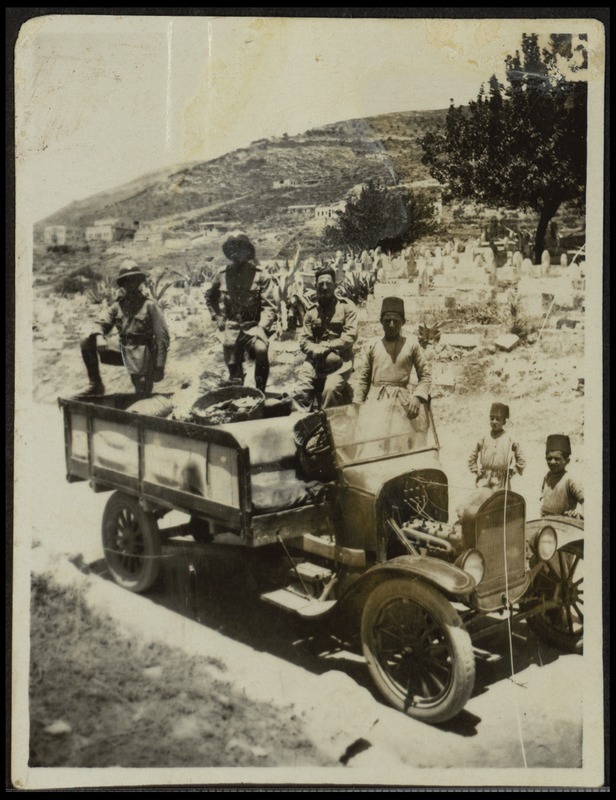 Days after the 1927 earthquake, the Nablus store manager for British grocery supplier Spinneys snapped a photo of this truck loaded with bread from Tel Aviv. Photo from National Library of Israel Days after the 1927 earthquake, the Nablus store manager for British grocery supplier Spinneys snapped a photo of this truck loaded with bread from Tel Aviv. Photo from National Library of Israel
