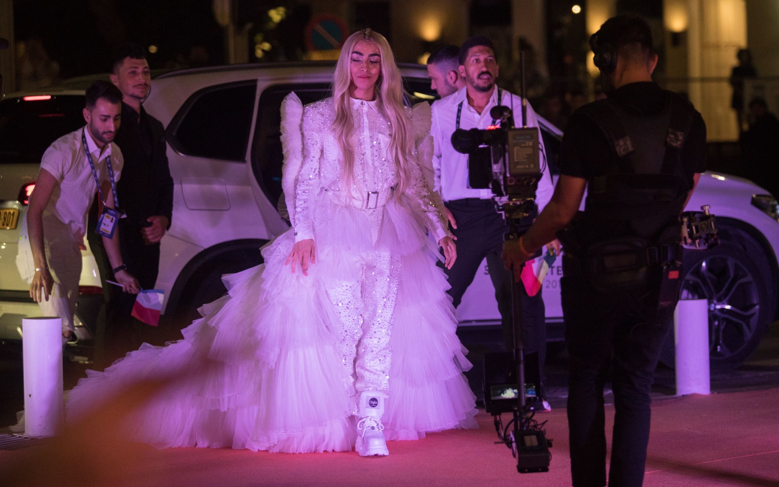 Bilal Hassani of France walks on the Orange Carpet during opening event of the 2019 Eurovision Song Contest in Tel Aviv on May 12, 2019. Photo by Hadas Parush/Flash90