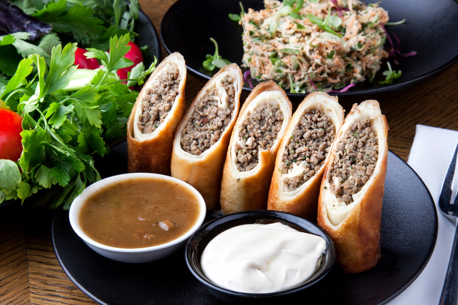 Kinto Restaurant’s deep-fried meat blini. Photo: courtesy