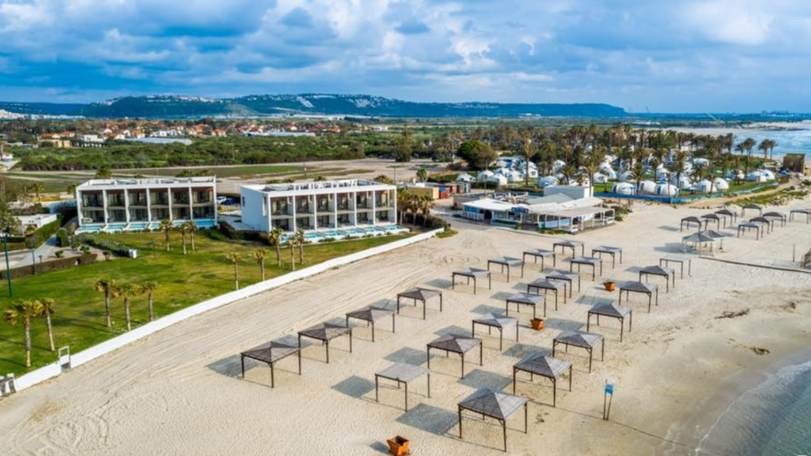 Aerial view of Nahsholim Seaside Resort on Kibbutz Nahsholim. Photo: courtesy