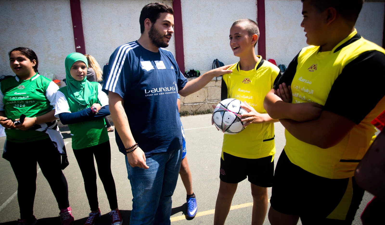 “Playing Fair, Leading Peace” soccer match at a Jerusalem school. Photo courtesy of the Peres Center