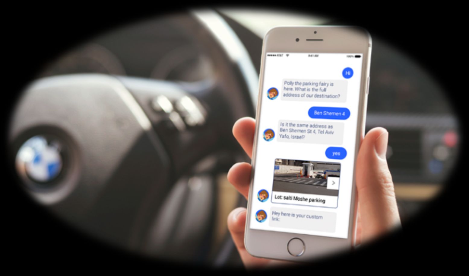 Polly’s chatbot helps parking-space seekers in real time. Photo: courtesy